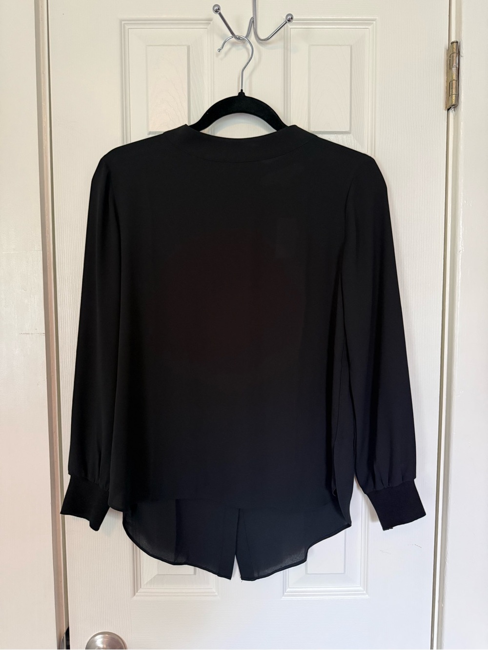 LOFT Black Long-Sleeve Button-Back Blouse